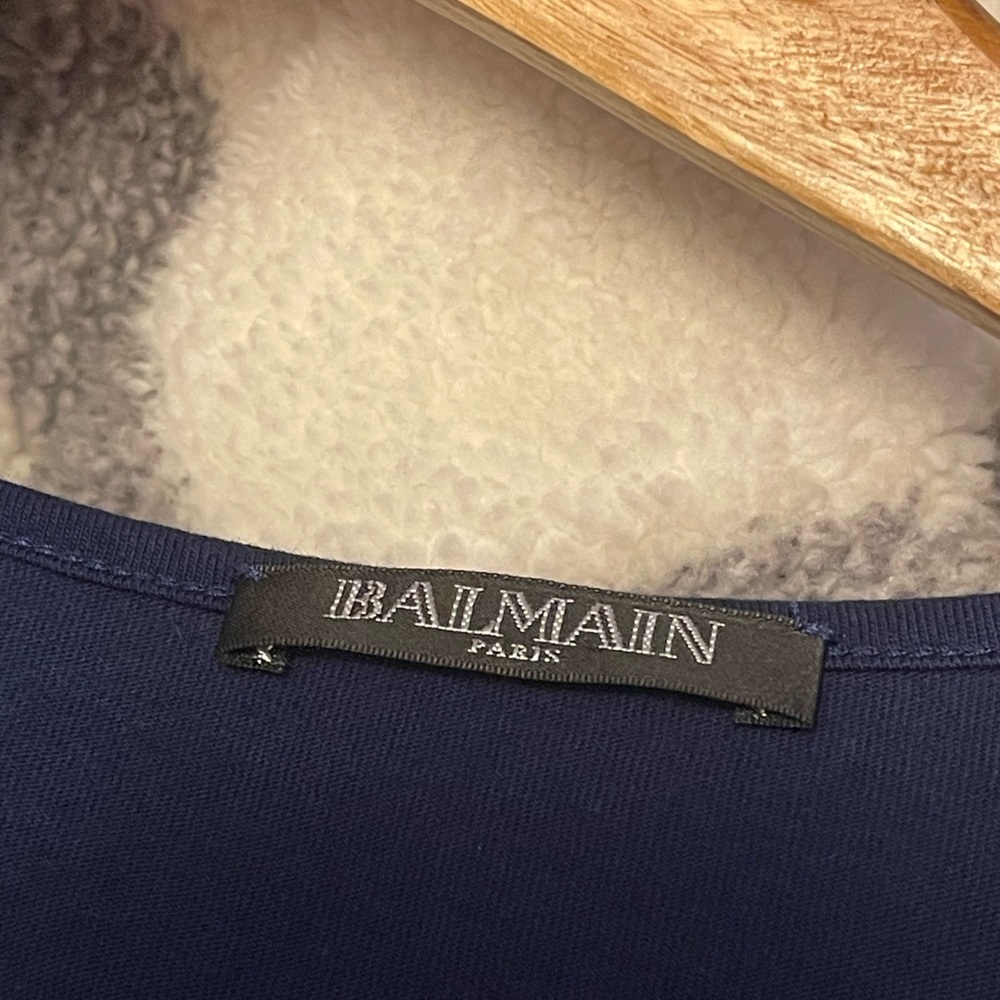 Balmain Blue and Gold Muscle Tee - Picture 3 of 5